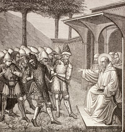 Der heilige Benedikt von Nursia tadelt den König der Ostgoten von English School